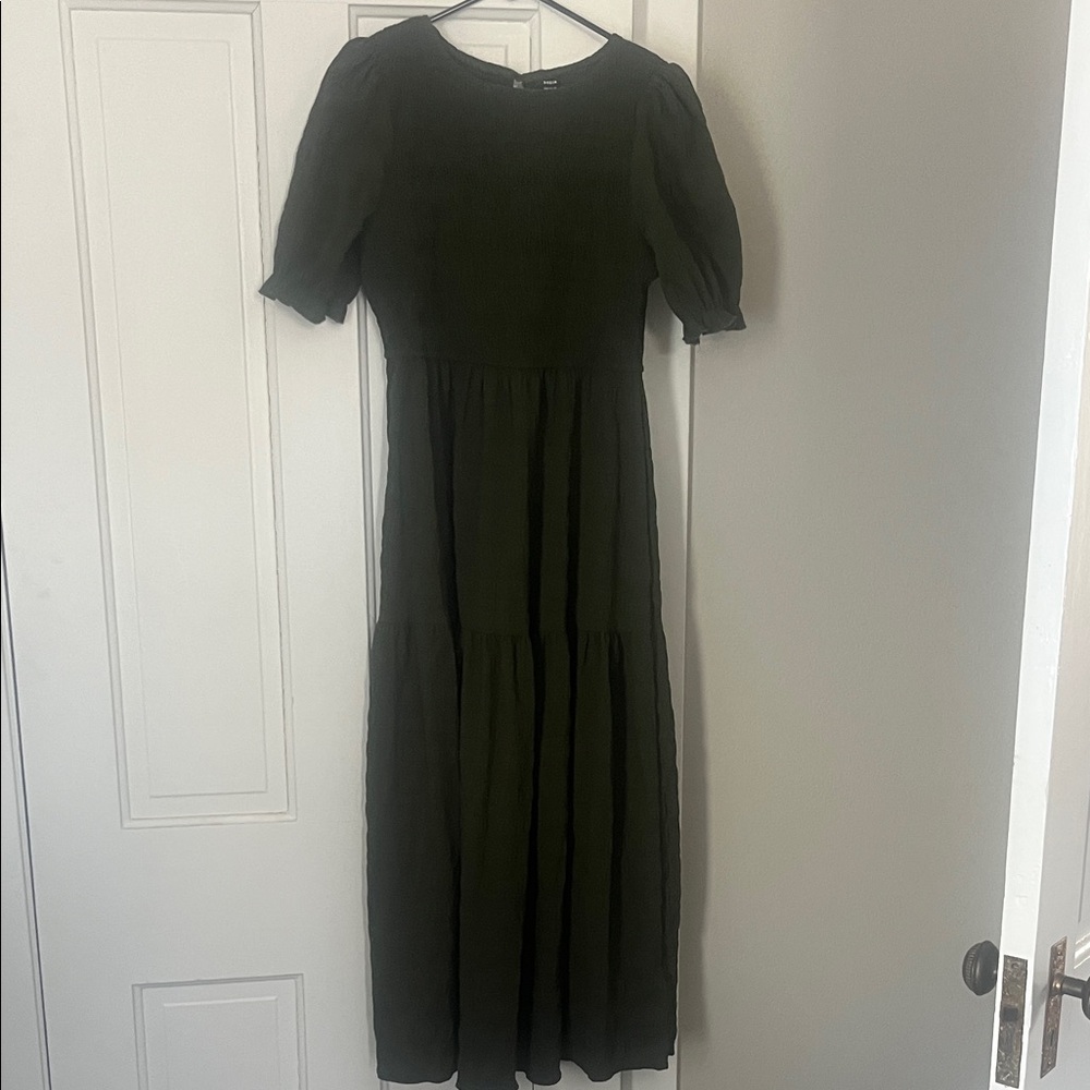 SHEIN Dark Green Long Sleeve Dress